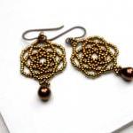 Mandala Bronze Beaded Earrings