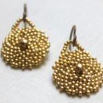 Gold Sunburst Beaded Earrings