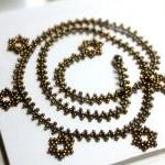 Bronze Star Studded Handwoven Beaded Necklace