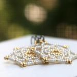 Bridal Bridesmaids Earrings Beaded Ivory Gold