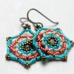 Beaded Southwest Earrings Handwoven Mandala Star