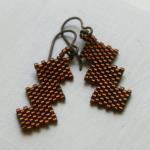 Copper Beaded Earrings Zig Zag
