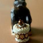 Miniature Basket Or Box With Lid Handwoven Beaded..