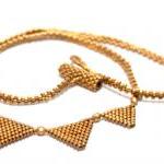 Matte Gold Beaded Egyptian Pyramid Triangles..