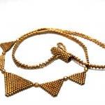 Matte Gold Beaded Egyptian Pyramid Triangles..