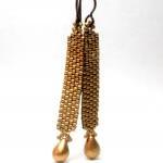 Autumn Gold Beaded Stiletto Dangle Drop Earrings
